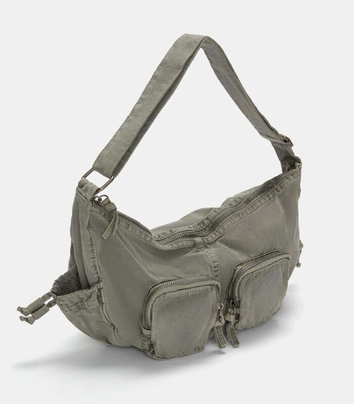 Canvas half-moon shoulder bag