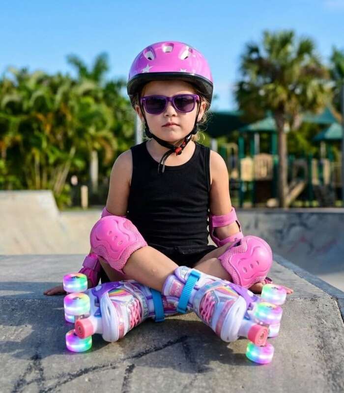 Patins Infantil De 4 Rodas Meninas Com Luz De Led COM /SEM Kit Proteção Meninos Barato Crianças